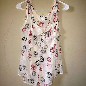 *NWT* Peace sign sheer tank